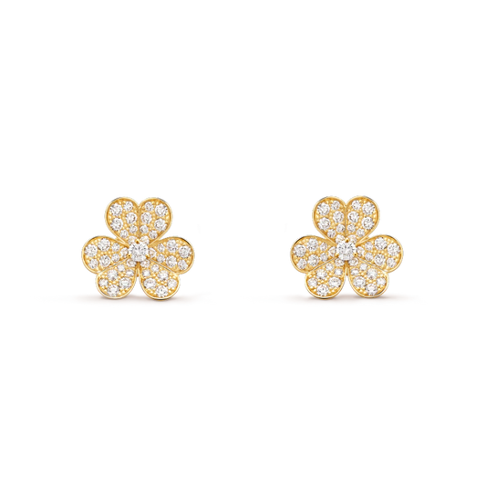 [Pearl Jewelrys]FRIVOLE GOLD FLOWER DIAMOND EARRINGS