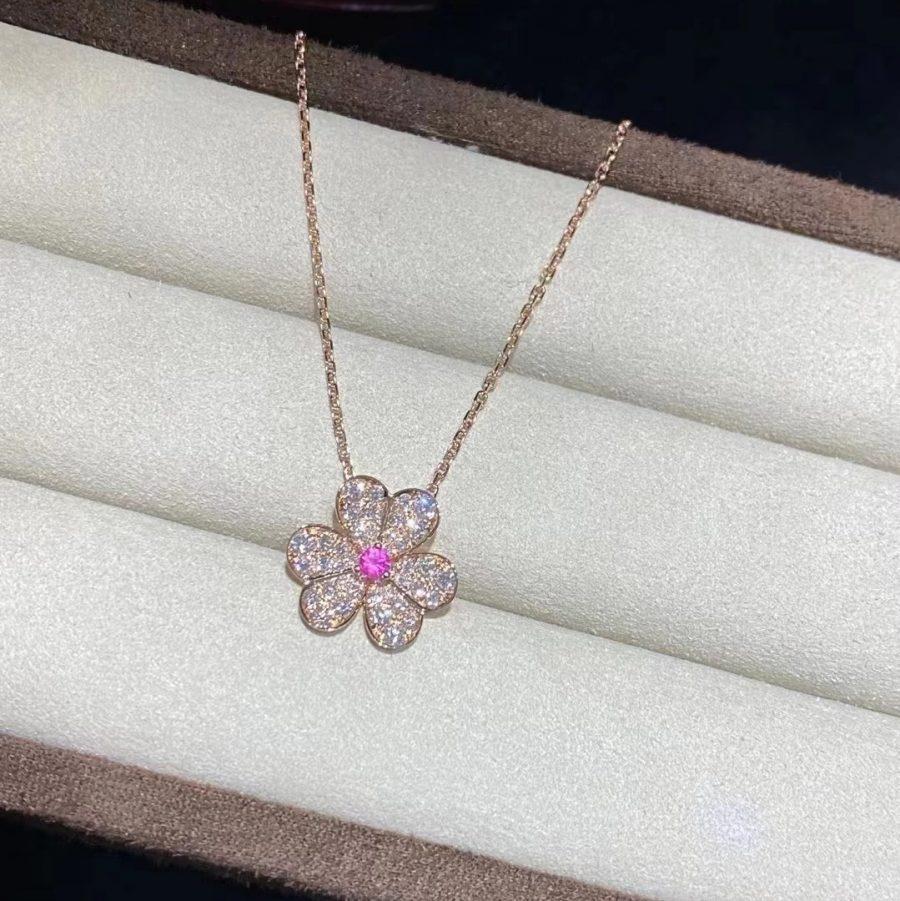 [Pearl Jewelrys]FRIVOLE ROSE GOLD FLOWER DIAMOND NECKLACE