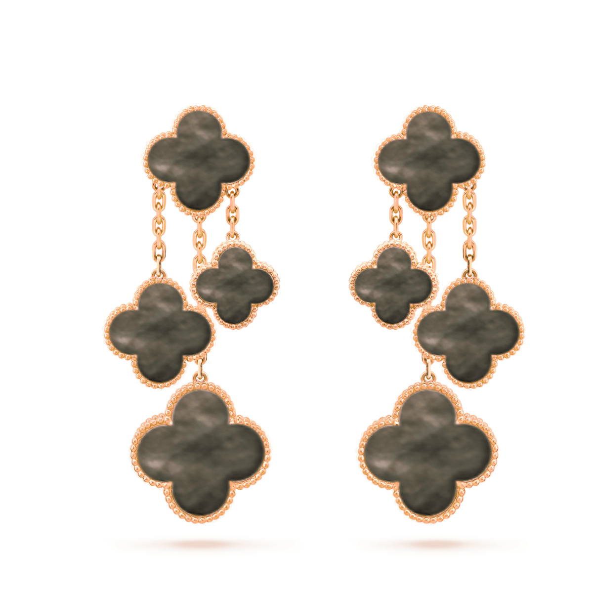 [Pearl Jewelrys]CLOVER EARRINGS DARK MOP 4 MOTIFS ROSE GOLD