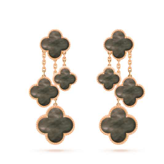 [Pearl Jewelrys]CLOVER EARRINGS DARK MOP 4 MOTIFS ROSE GOLD