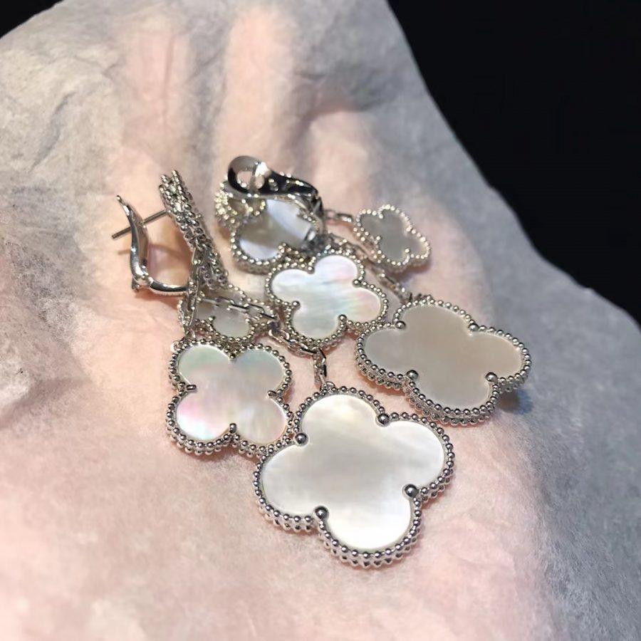 [Pearl Jewelrys]CLOVER EARRINGS WHITE MOP 4 MOTIFS SILVER