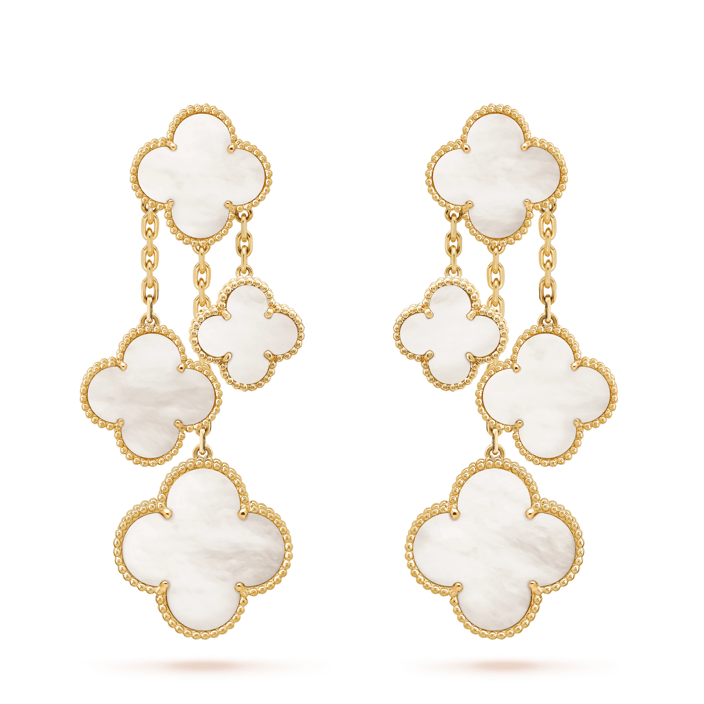 [Pearl Jewelrys]CLOVER EARRINGS WHITE MOP 4 MOTIFS GOLD