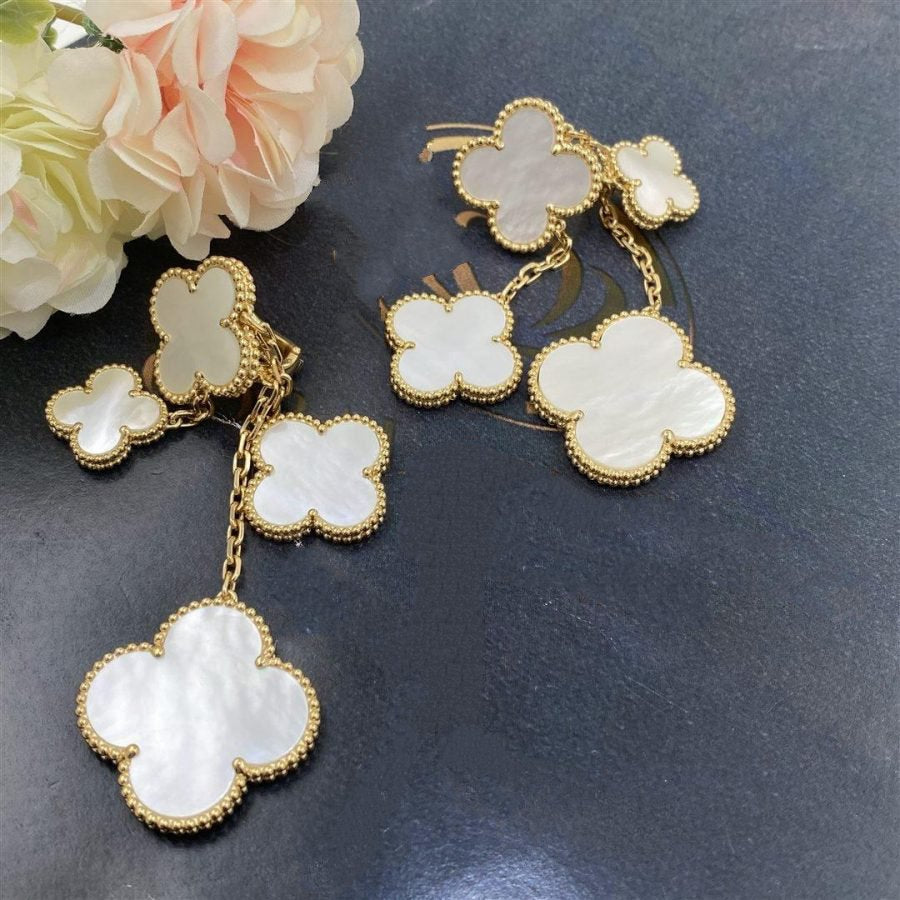 [Pearl Jewelrys]CLOVER EARRINGS WHITE MOP 4 MOTIFS GOLD