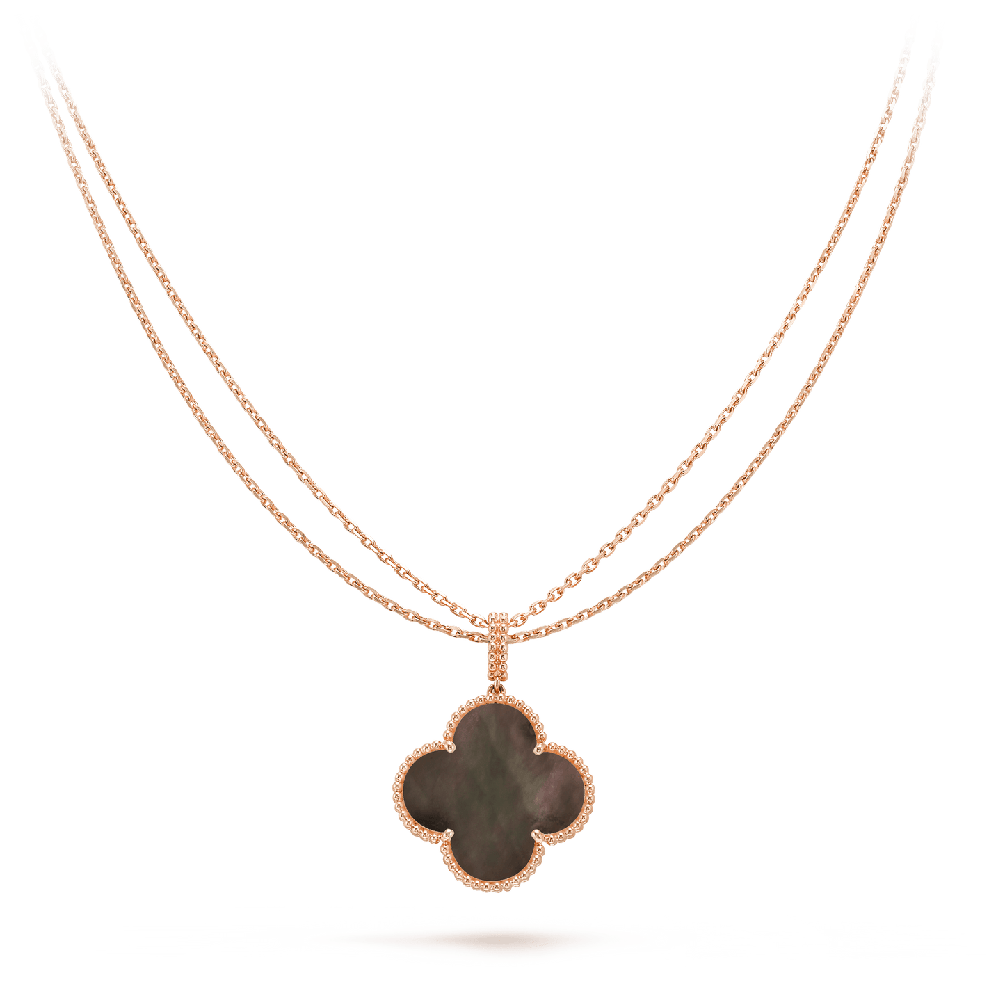 [Pearl Jewelrys]CLOVER 25MM GOLD DARK MOP BIG CLOVER NECKLACE