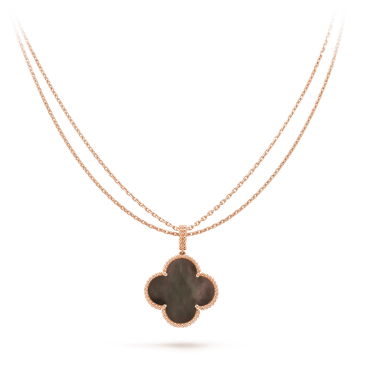 [Pearl Jewelrys]CLOVER 25MM GOLD DARK MOP BIG CLOVER NECKLACE