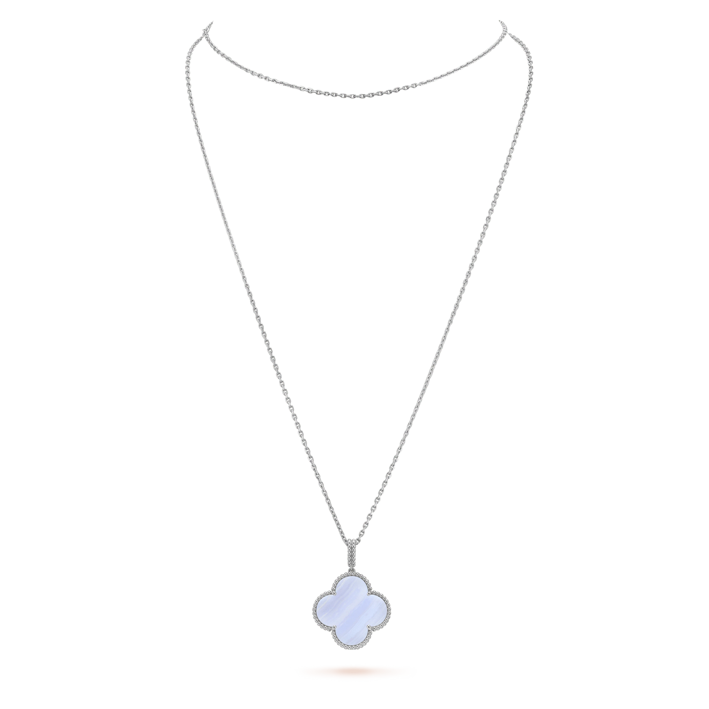 [Pearl Jewelrys]CLOVER SILVER CHALCEDONY BIG CLOVER NECKLACE