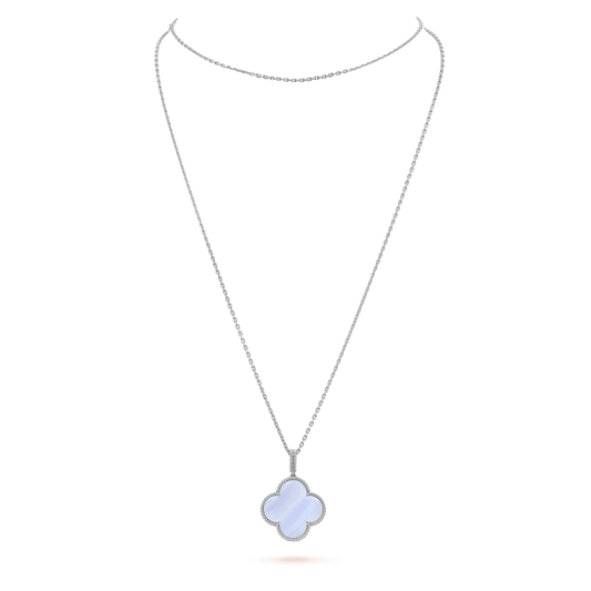 [Pearl Jewelrys]CLOVER SILVER CHALCEDONY BIG CLOVER NECKLACE
