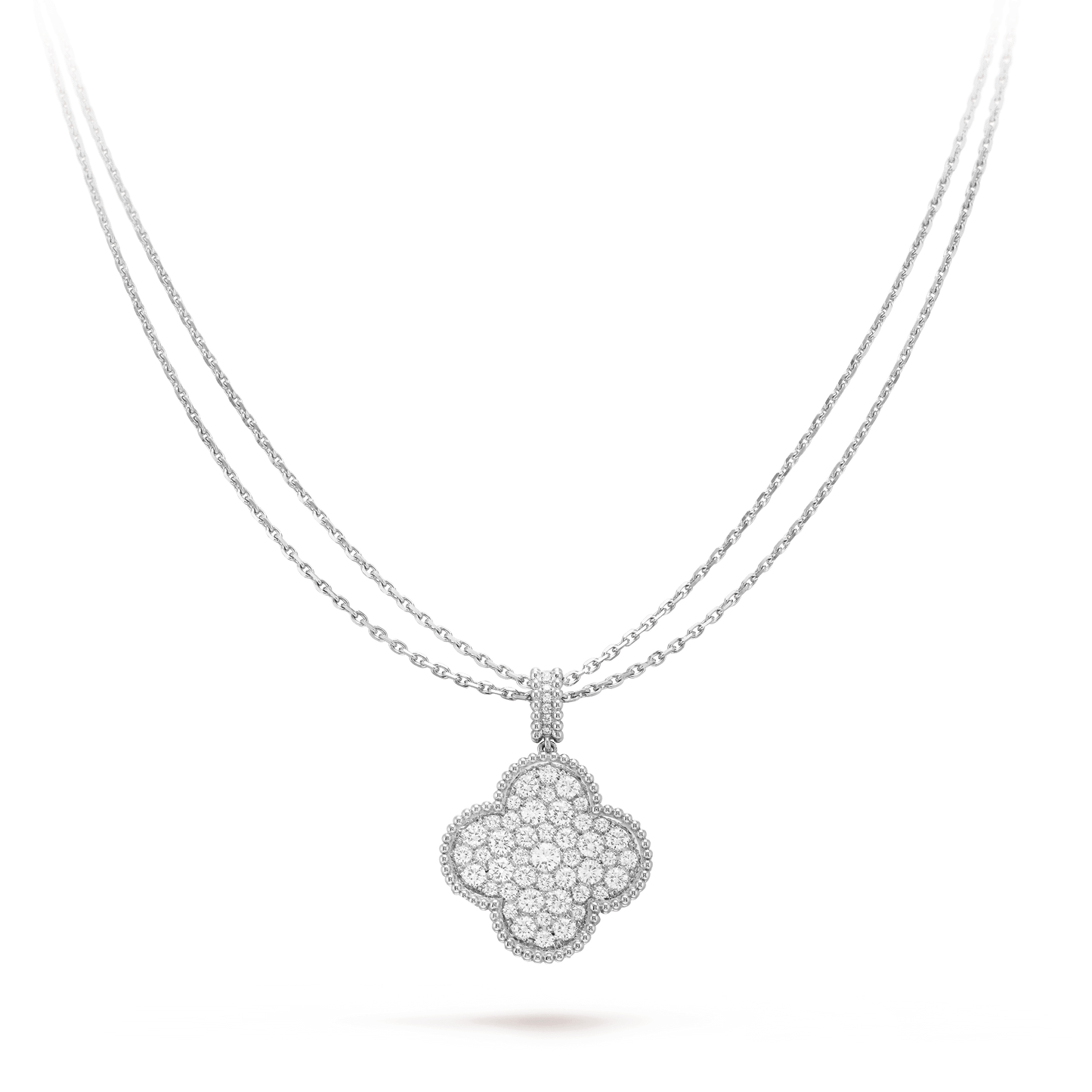 [Pearl Jewelrys]CLOVER 25MM SILVER FULL DIAMOND BIG CLOVER NECKLACE