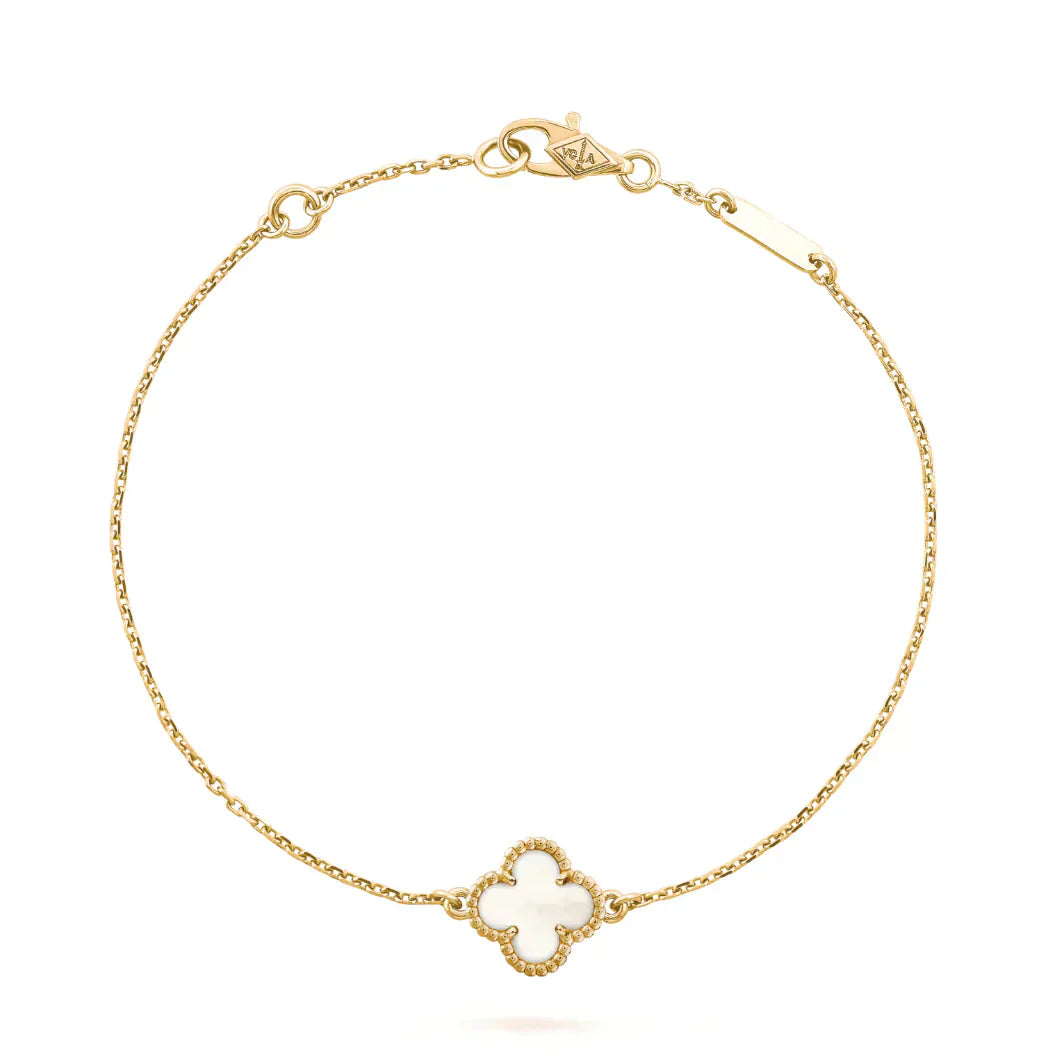[Pearl Jewelrys]CLOVER WHITE MOP SINGLE FLOWER BRACELET
