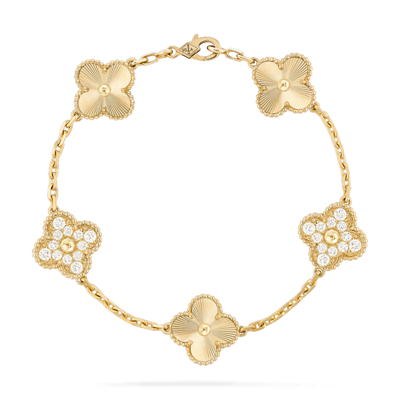 [Pearl Jewelrys]CLOVER BRACELET 5 MOTIFS GOLD DIAMOND
