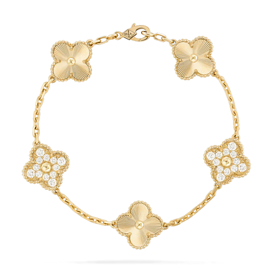 [Pearl Jewelrys]CLOVER BRACELET 5 MOTIFS GOLD DIAMOND
