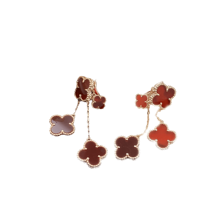 [Pearl Jewelrys]CLOVER EARRINGS CARNELIAN 4 MOTIFS PINK GOLD