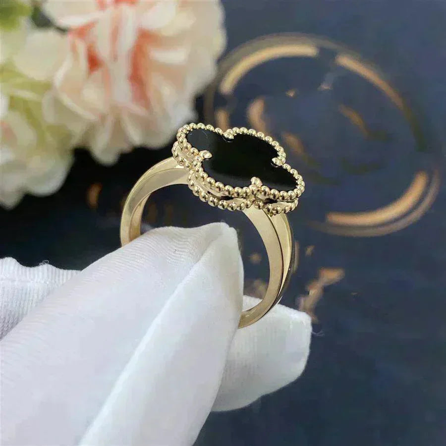 [Pearl Jewelrys]CLOVER ONYX RING