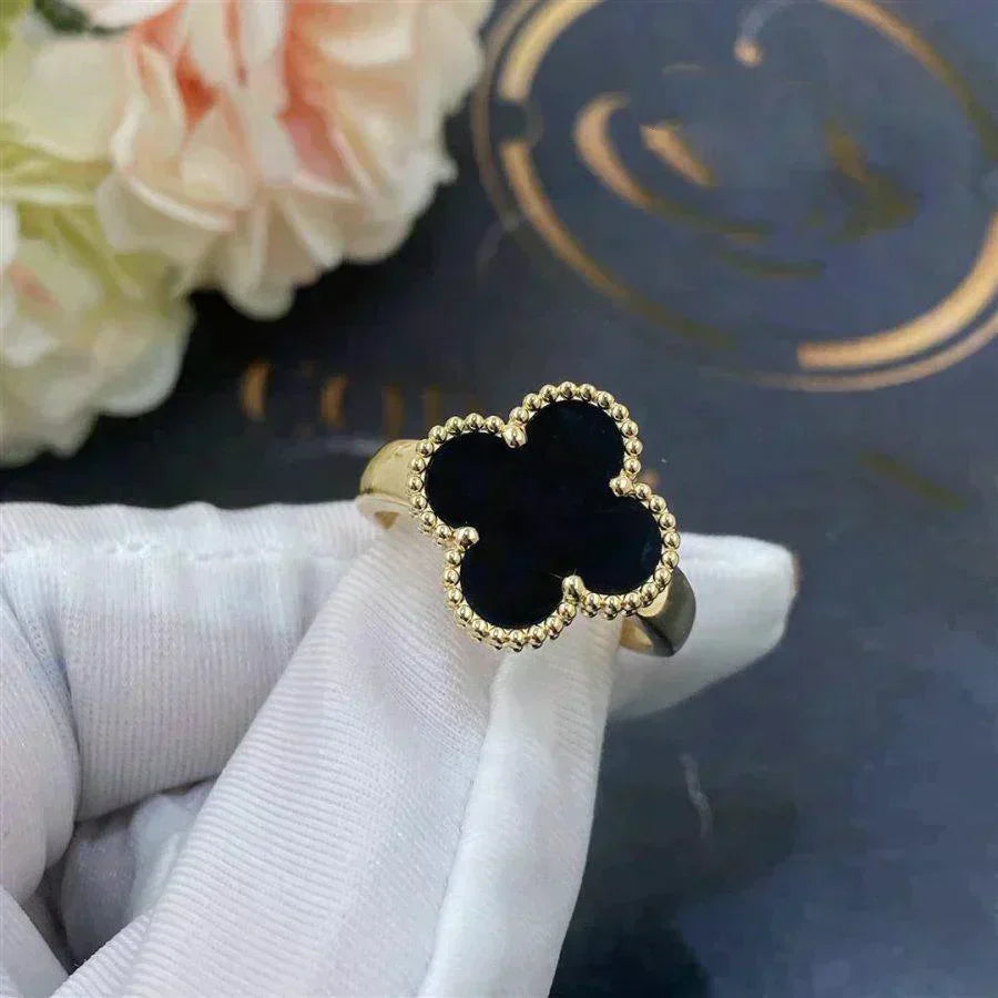 [Pearl Jewelrys]CLOVER ONYX RING
