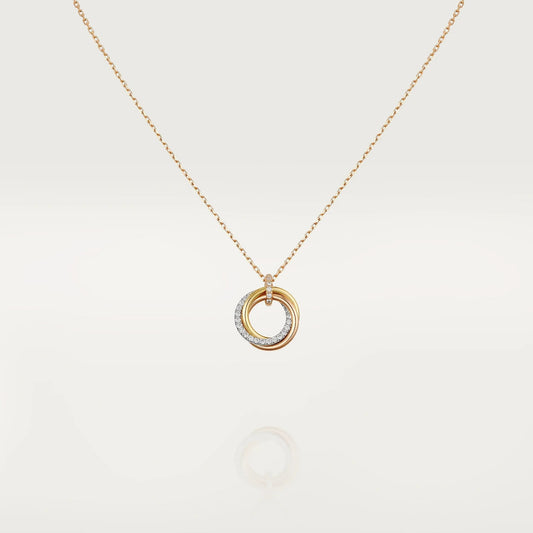 [Pearl Jewelrys]TRINITY NECKLACE SILVER GOLD PINK GOLD DIAMONDS