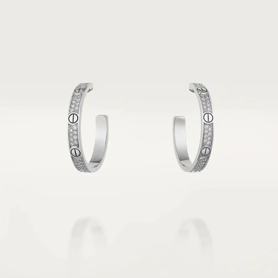 [Pearl Jewelrys]LOVE DIAMOND SILVER HOOP EARRINGS