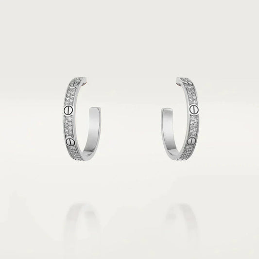 [Pearl Jewelrys]LOVE DIAMOND SILVER HOOP EARRINGS