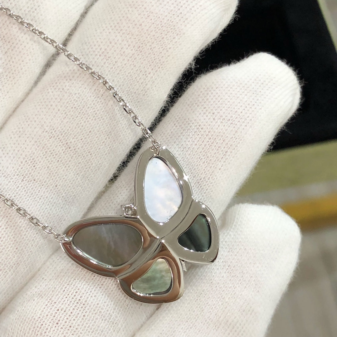 [Pearl Jewelrys]LARGE BUTTERFLY SILVER PENDANT DIAMOND NECKLACE