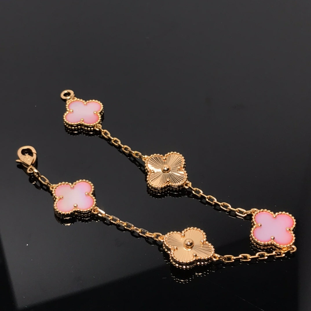 [Pearl Jewelrys]CLOVER BRACELET 5 MOTIF PINK AND PINK GOLD