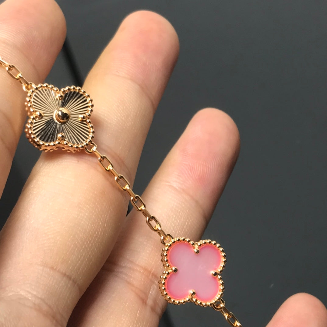 [Pearl Jewelrys]CLOVER BRACELET 5 MOTIF PINK AND PINK GOLD