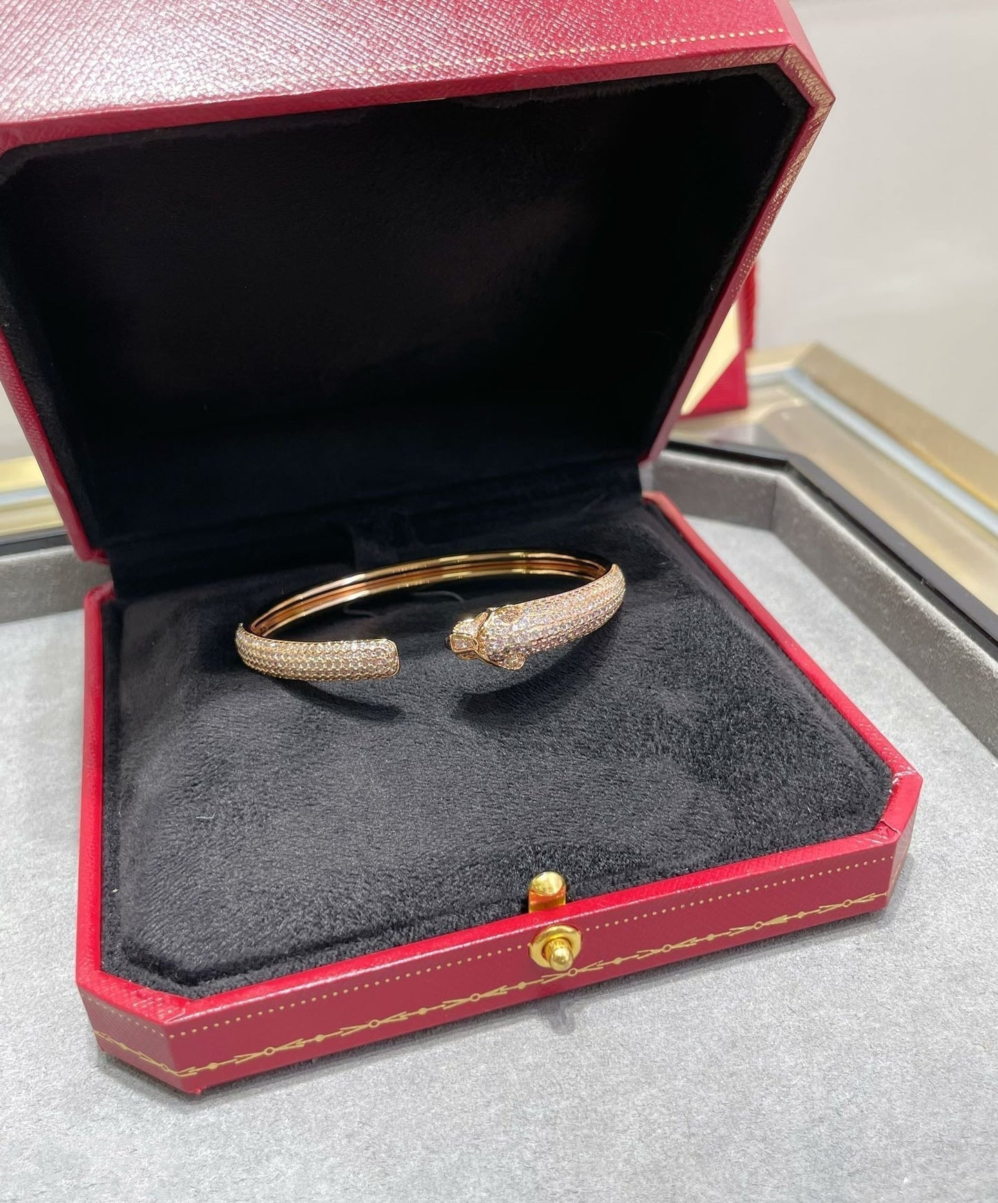 [Pearl Jewelrys]PANTHERE FULL DIAMOND OPEN BRACELET