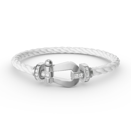 [Pearl Jewelrys]FORCE LARGE HORSESHOE HALF DIAMOND BRACELET SILVER