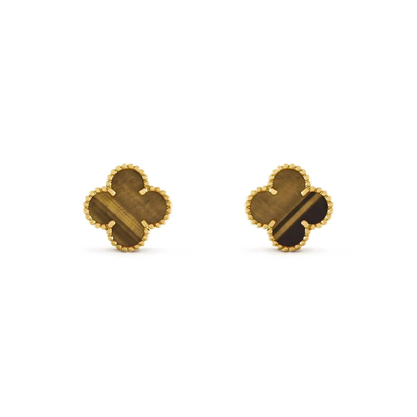 [Pearl Jewelrys]CLOVER MEDIUM 1 MOTIFS TIGER EYE EARRINGS