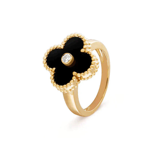 [Pearl Jewelrys]CLOVER ONYX RING GOLD DIAMOND