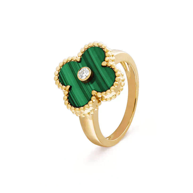 [Pearl Jewelrys]CLOVER MALACHITE RING GOLD DIAMOND
