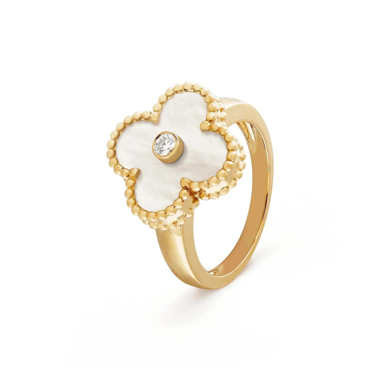 [Pearl Jewelrys]CLOVER PINK MOP RING GOLD DIAMOND