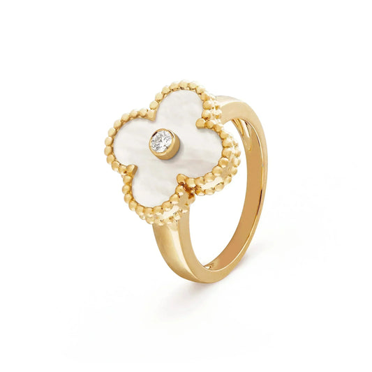 [Pearl Jewelrys]CLOVER PINK MOP RING GOLD DIAMOND