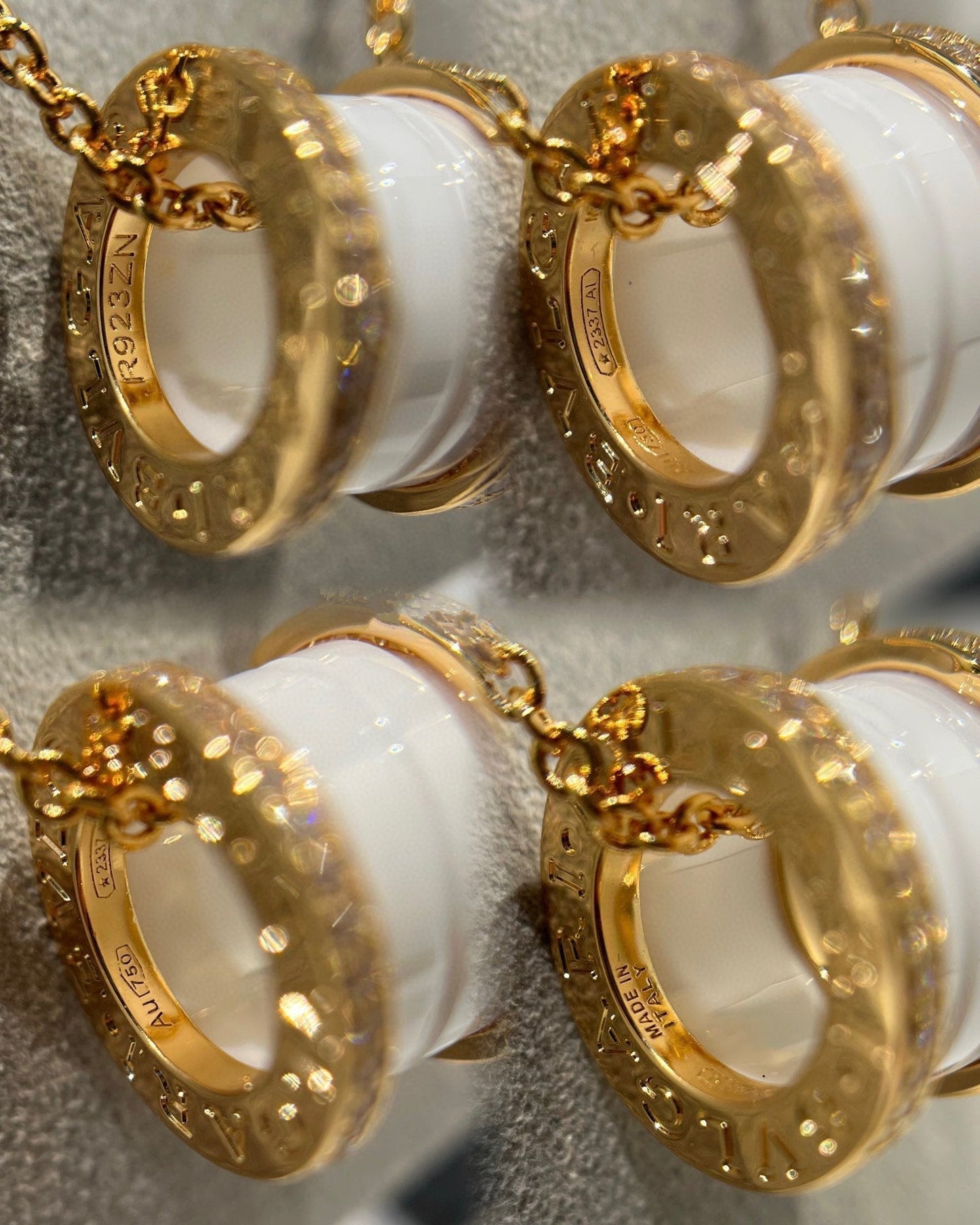 [Pearl Jewelrys]ZERO 1 WHITE CERAMIC DIAMOND PINK GOLD NECKLACE